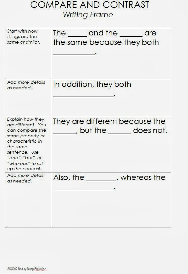 Compare and contrast essay examples for middle school
